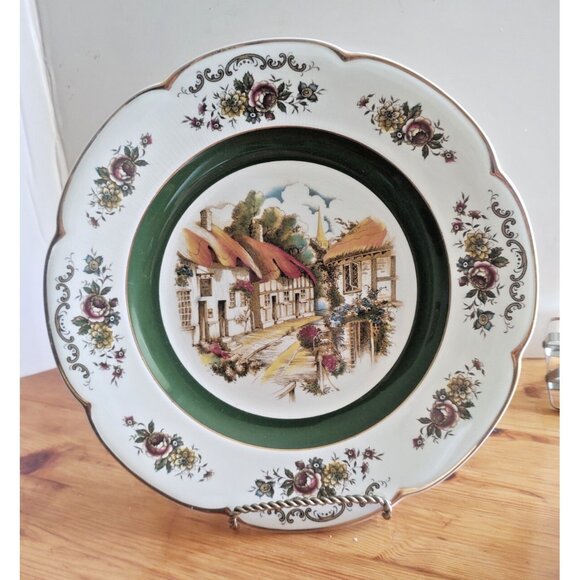 Ascot Service Plate Wood & Sons 10 5/8" Decorative Rural Scene England - Picture 1 of 9